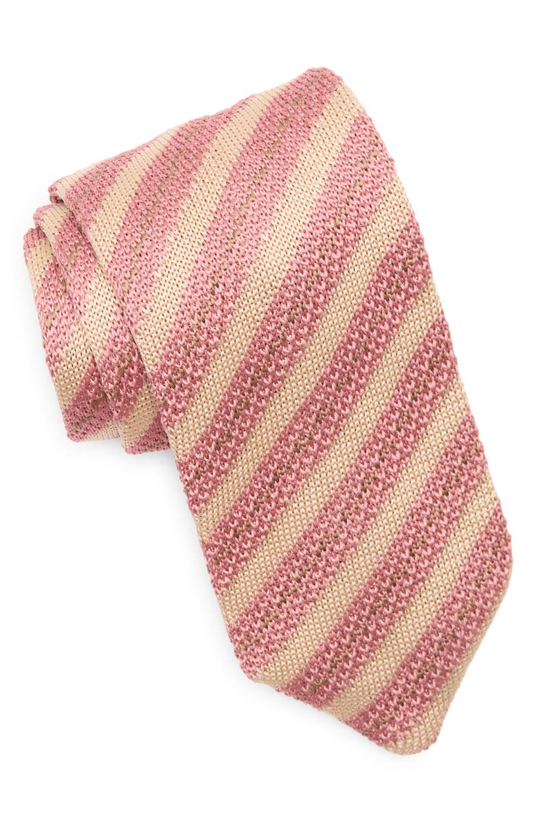 PAISLEY & GRAY Stanley Stripe Knit Tie, Main, color, Blush Creamy Pink