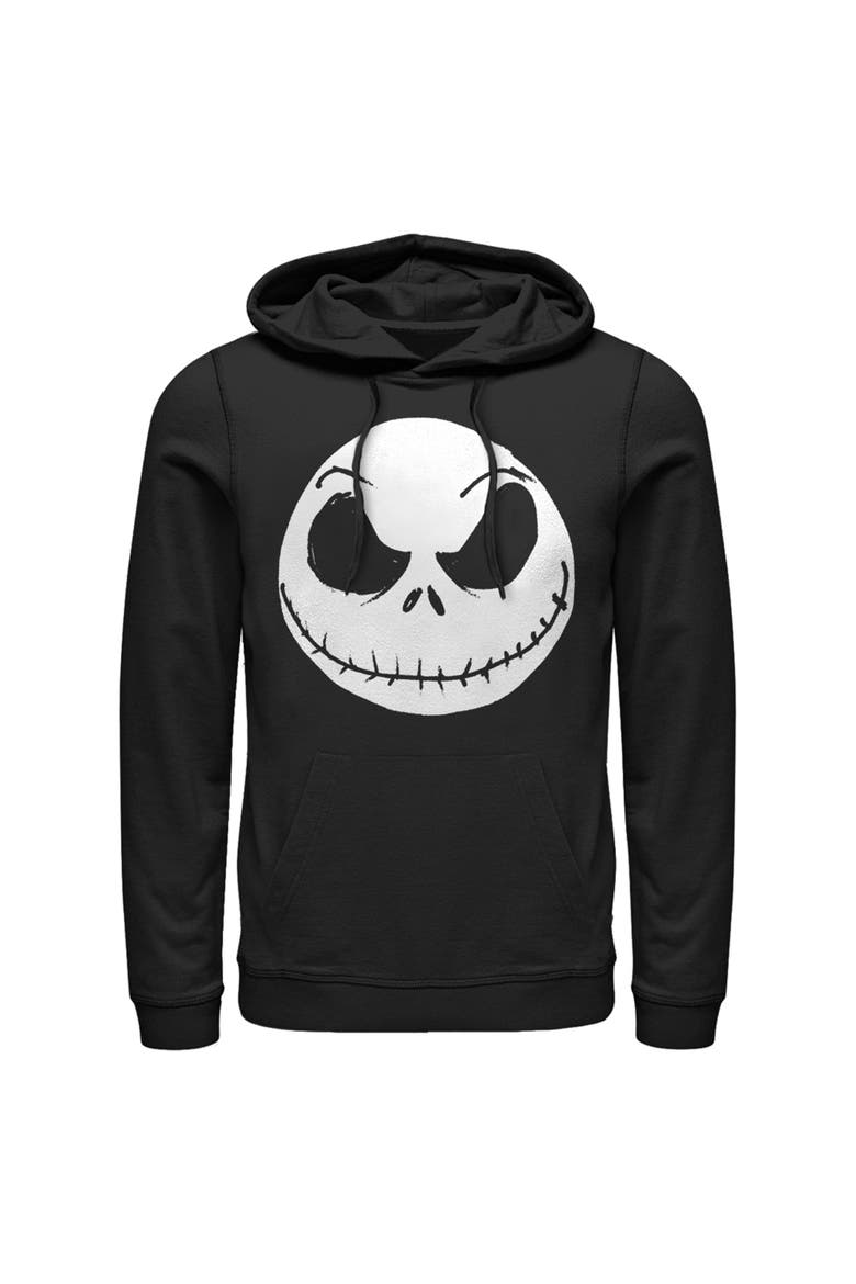 Men's The Nightmare Before Christmas Halloween Jack Skellington Big Face  Pull Over Hoodie, Main, color, Black
