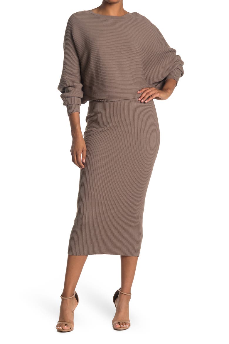 Ribbed All in One Midi Dress, Main, color, ELEPHANT