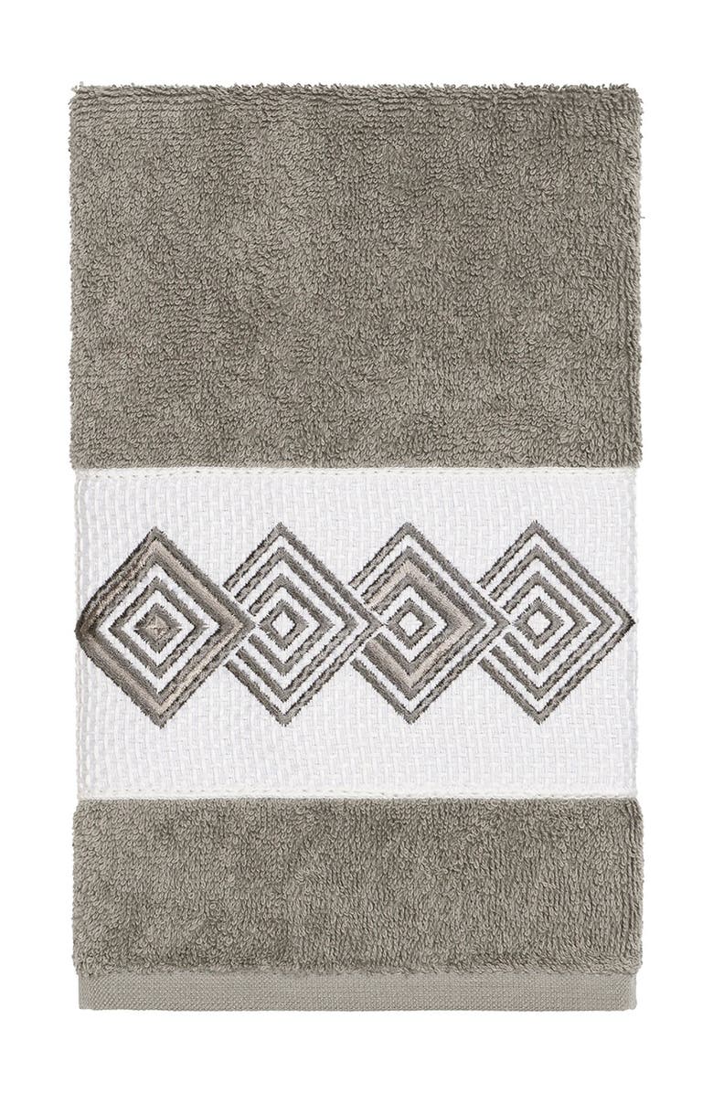 Linum Home Textiles Noah Embellished Hand Towel - Dark Grey, Main, color, Dark Grey