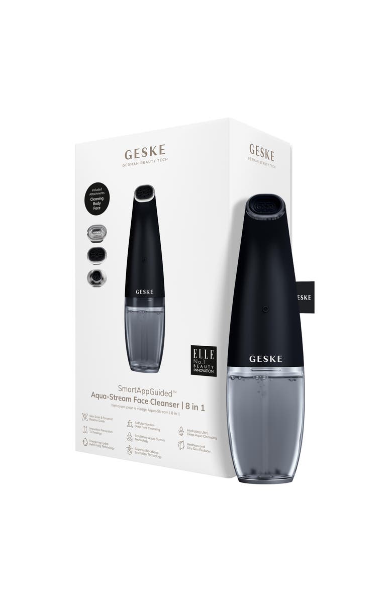 GESKE SmartAppGuided Aqua-Stream Face Cleanser | 8 in 1, Main, color, Black