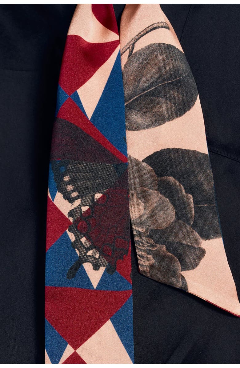 Lost Pattern Prism Skinny Silk Scarf, Alternate, color, Red