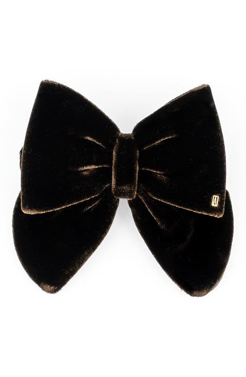 Cannelle Brown Velvet Bow Barette