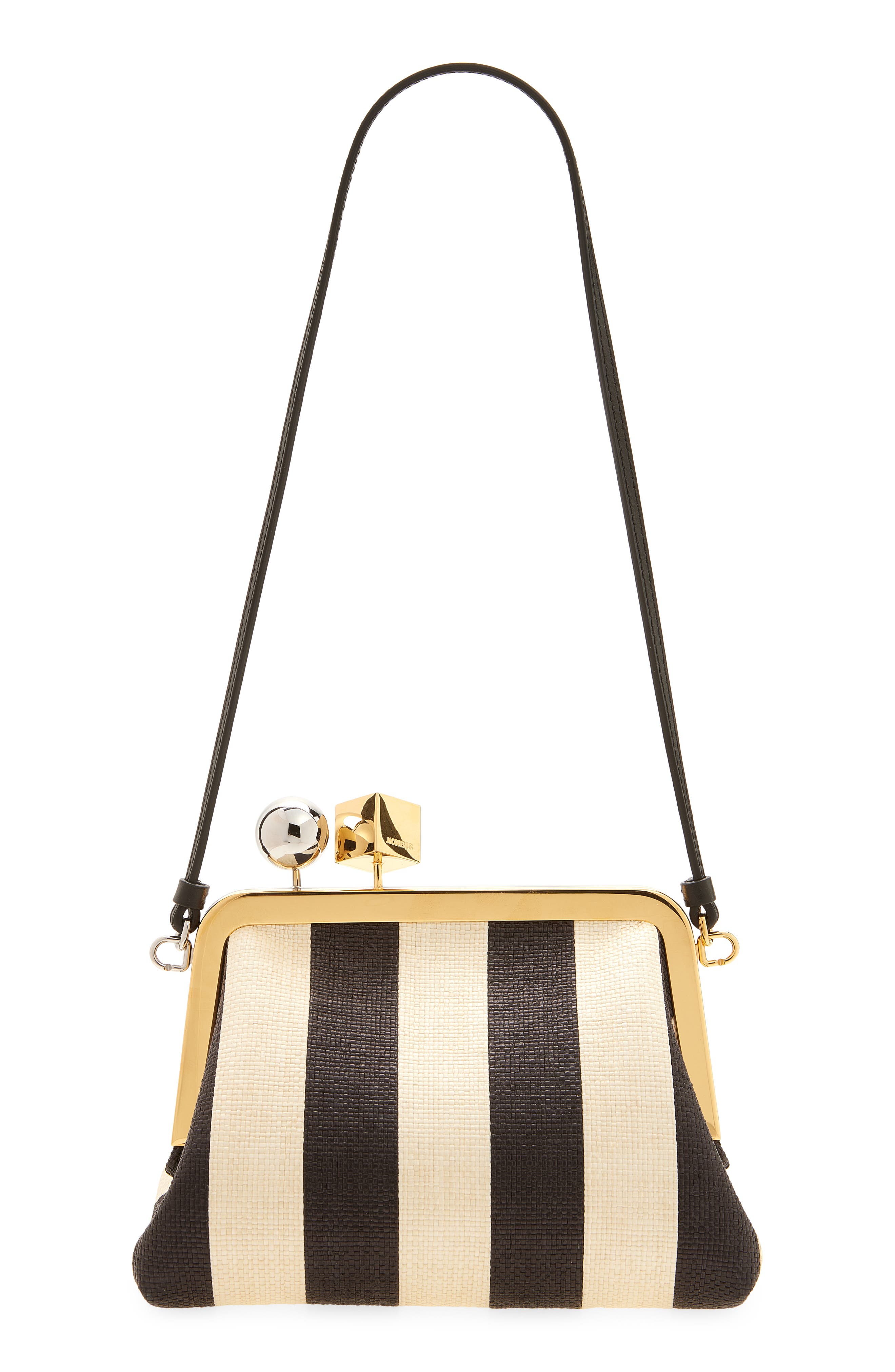 Jacquemus Le Berlingot Stripe Frame Shoulder Bag, Main, color, Natural / Black 1Fy