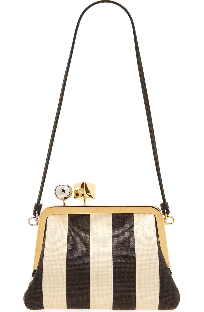 Jacquemus Le Berlingot Stripe Frame Shoulder Bag, Main, color, Natural / Black 1Fy