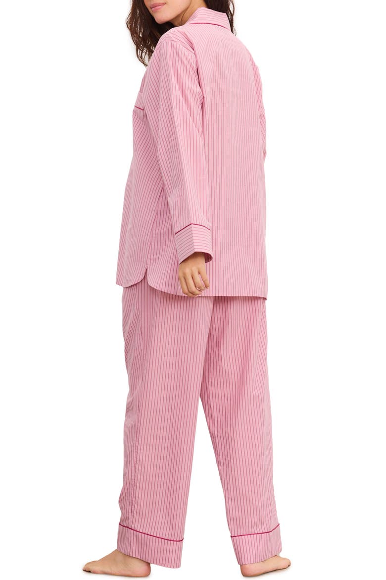 The Striped Cotton Classic PJ Set, Alternate, color, Raspberry Stripe