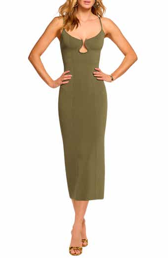 Ramy Brook Sloan Sculpted U-Neck Rib Midi Dress