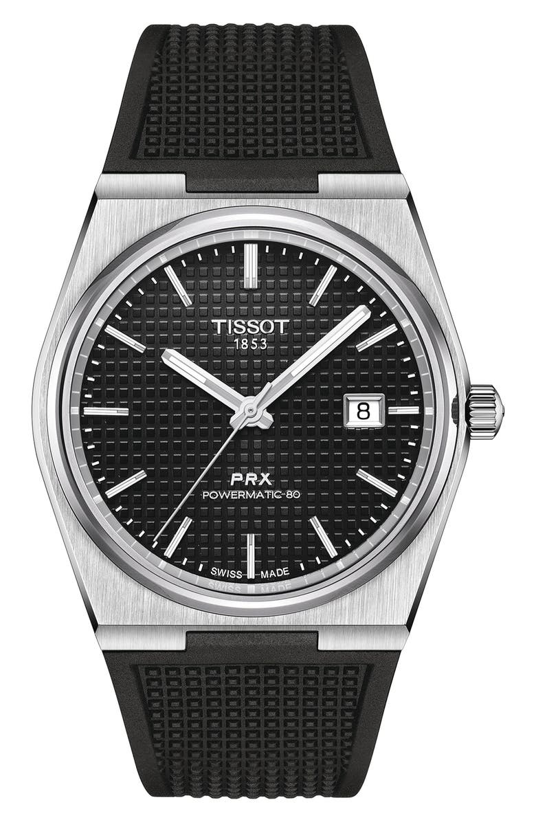 Tissot PRX Powermatic 80 Rubber Strap Watch, 40mm, Main, color, 