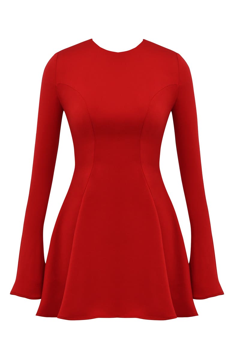 HOUSE OF CB Sacha Bell Sleeve Satin Skater Dress, Alternate, color, 