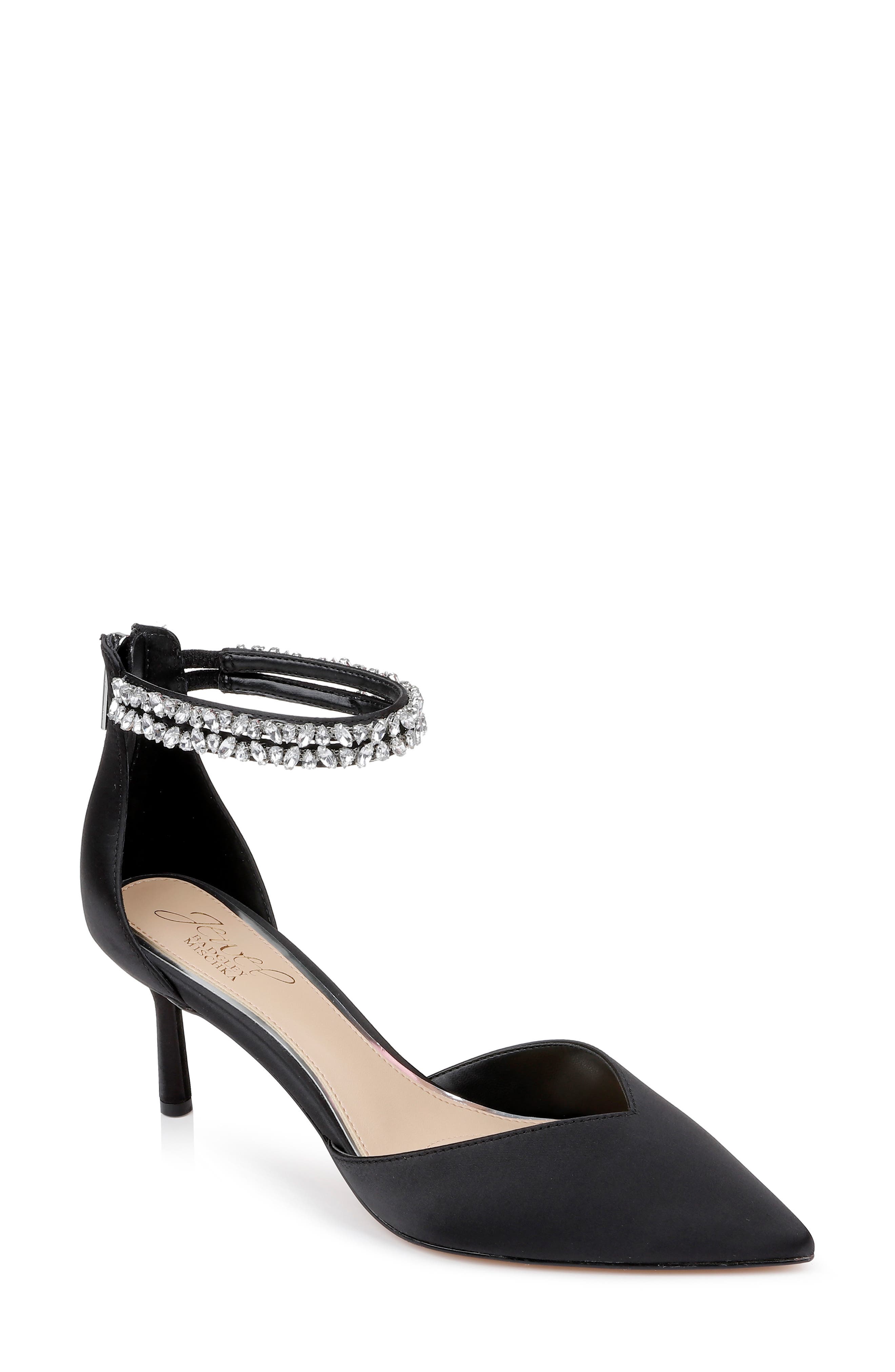 Jewel Badgley Mischka Maya Ankle Strap Pointed Toe Pump, Main, color, 