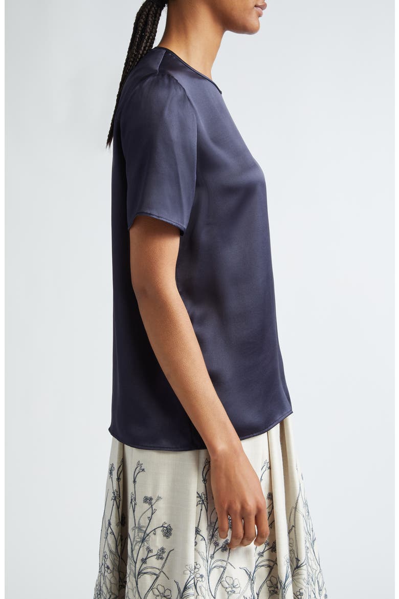 Short Sleeve Silk Top, Alternate, color, NAVY