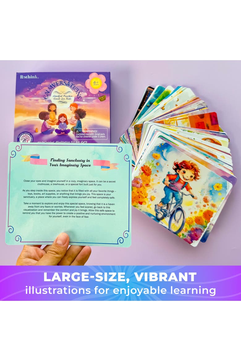 Positive Affirmation and Meditation Kids Cards, Alternate, color, Meditation Kids