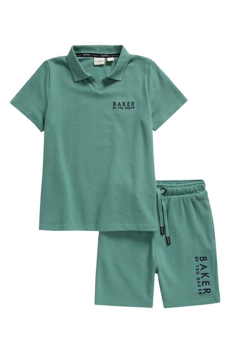 Baker by Ted Baker Kids' Logo Detail Textured Top & Shorts Set, Main, color,