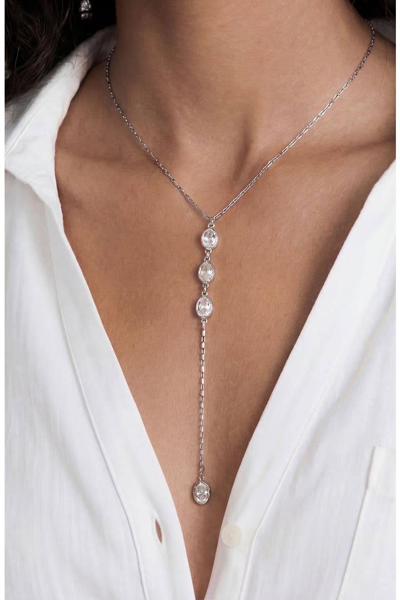 Sparkle Dip Y-Necklace, Alternate, color, SILVER