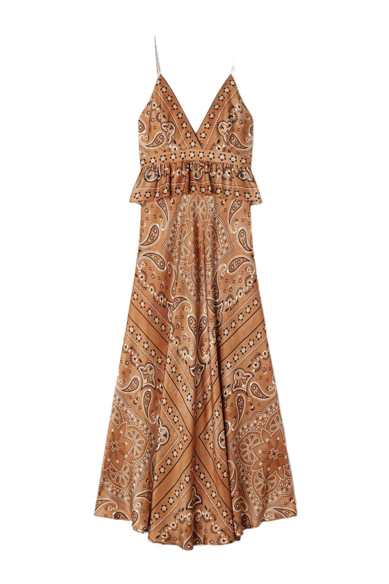 Bandana-print maxi dress, Alternate, color, Brown / black