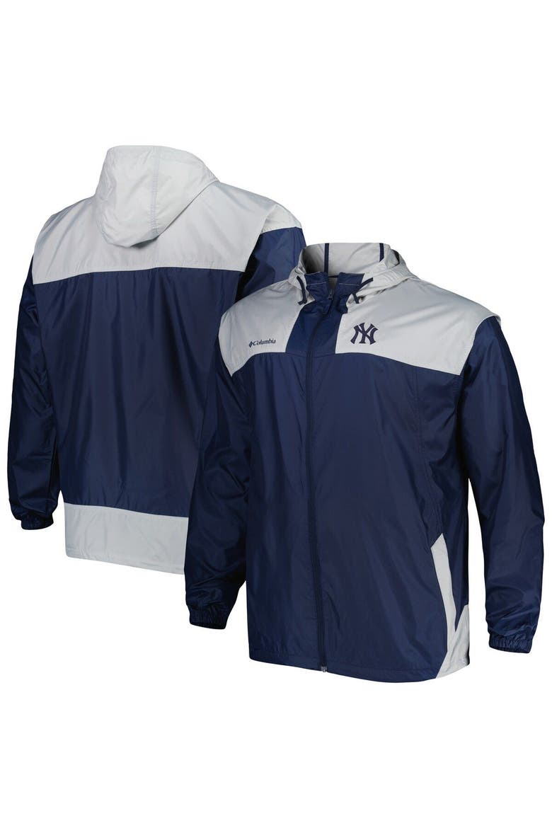 Men's Columbia Navy New York Yankees Flash Forward Challenger Omni-Shade Full-Zip Windbreaker, Main, color, Navy
