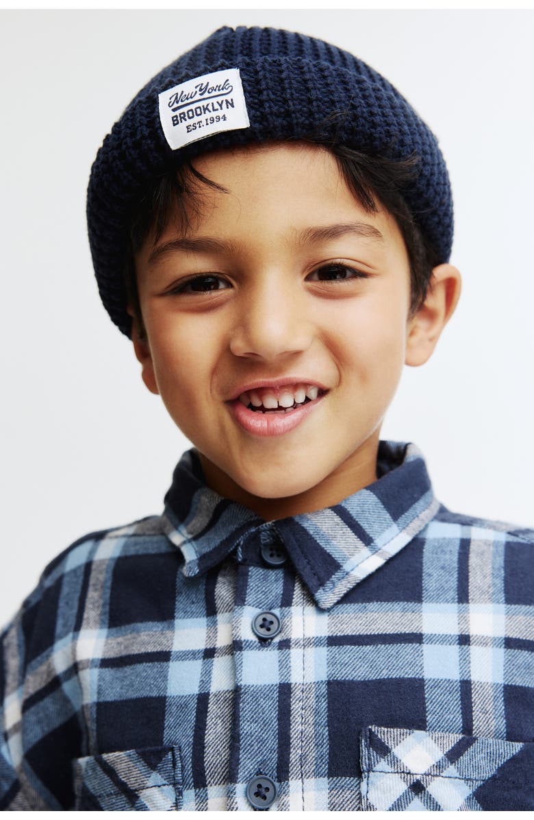 H&M Lined flannel overshirt, Alternate, color, Navy Blue/Plaid