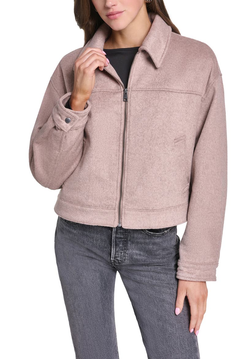 Zip Front Wool Blend Jacket, Main, color, TAUPE