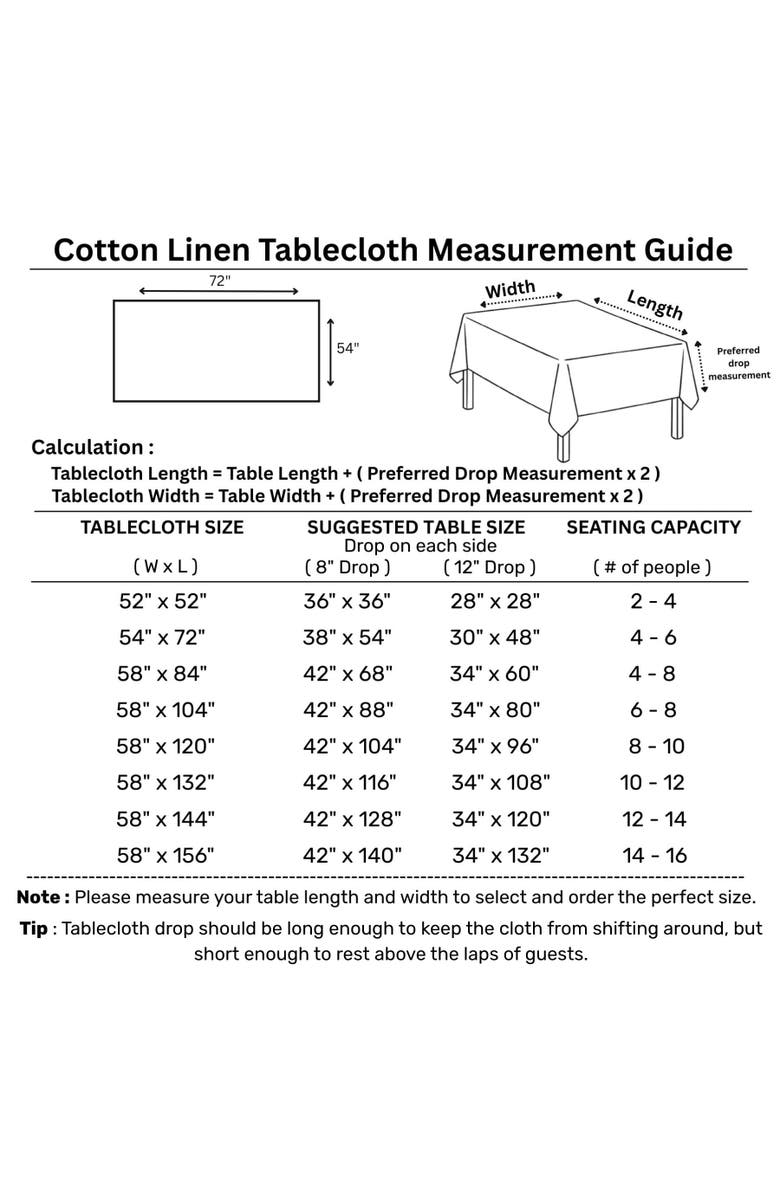 Solino Home Cotton Linen Hemstitch Tablecloth for Dining Table, Holiday and Everyday Table Decor, Alternate, color, Black