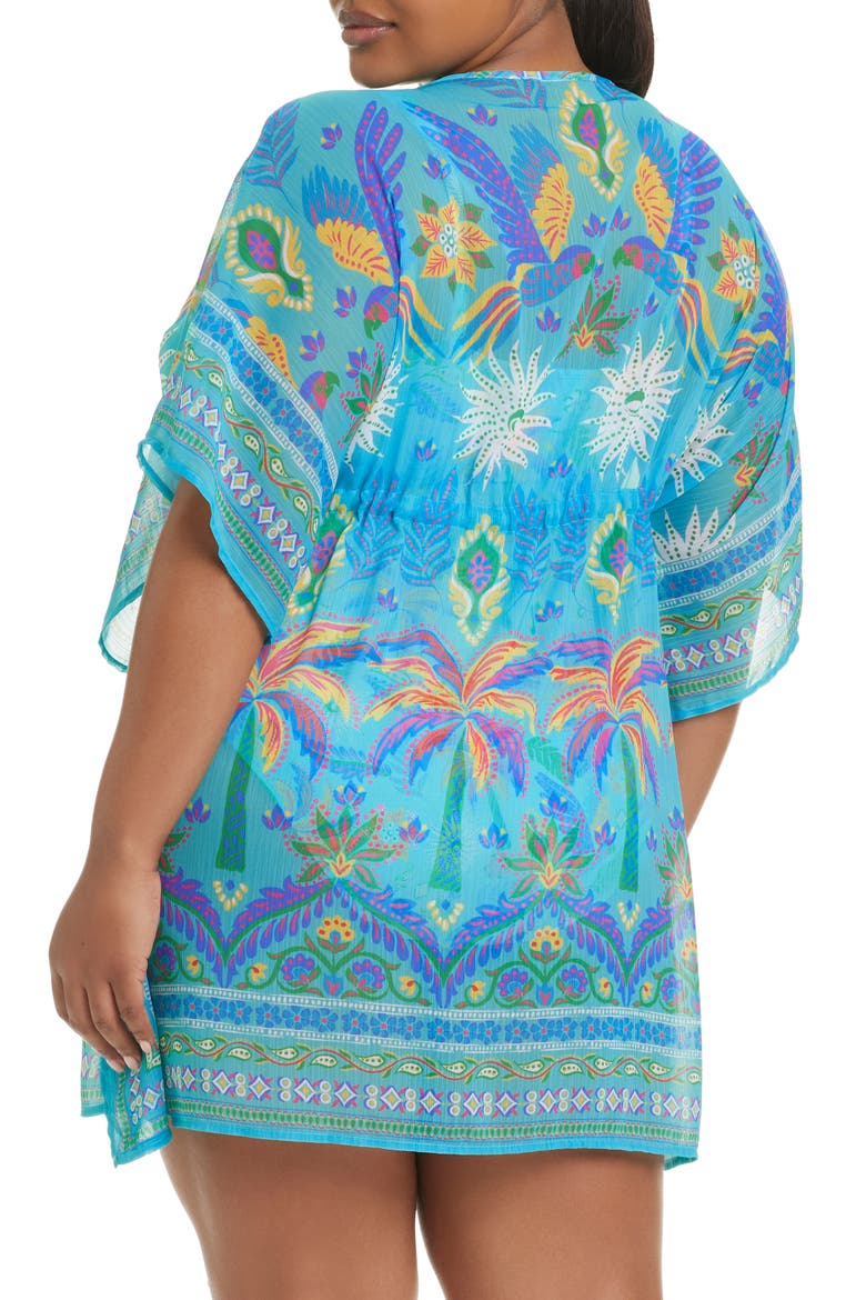 Semisheer Cover-Up Caftan, Alternate, color, TURQ