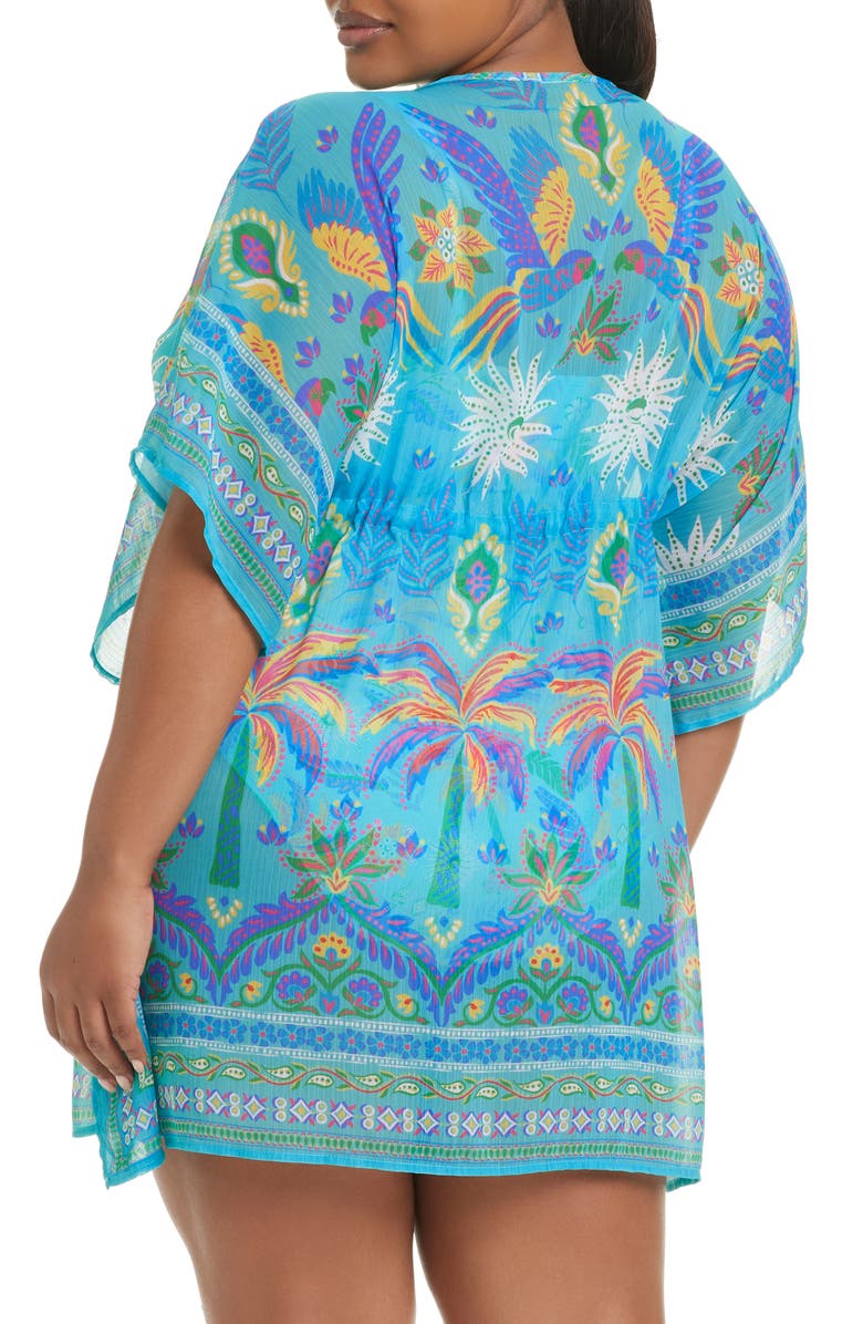 BLEU by Rod Beattie Semisheer Cover-Up Caftan, Alternate, color, Turq