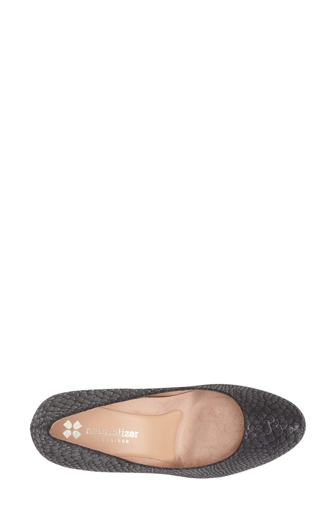 'Michelle' Almond Toe Pump, Alternate, color, BLACK/ PEWTER SNAKE LEATHER