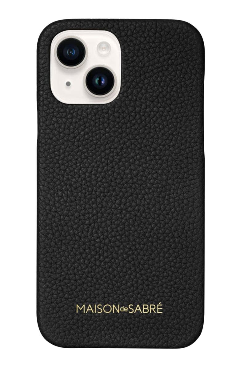 MAISON de SABRÉ Leather Phone Case, Main, color, Black Caviar