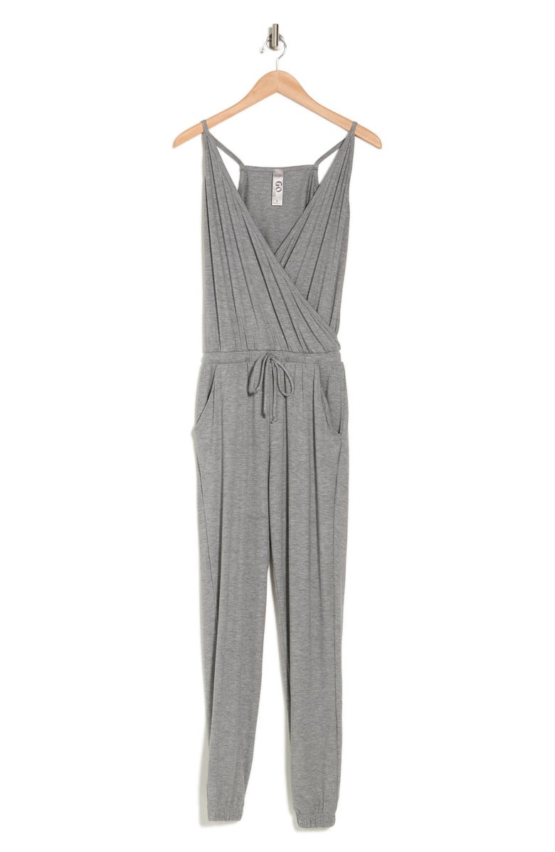 GO COUTURE Sleeveless Drawstring Waist Jumpsuit, Alternate, color, Charcoal