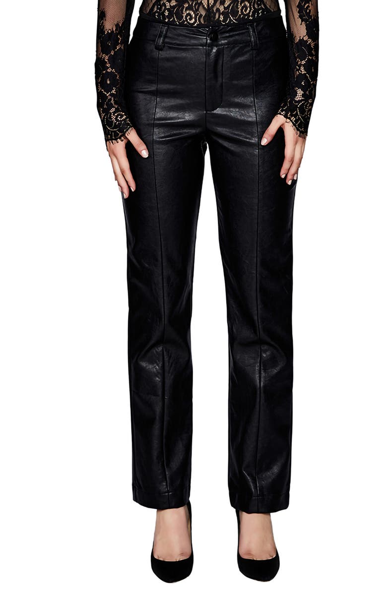 Bardot Faux Leather Straight Leg Pants, Main, color,