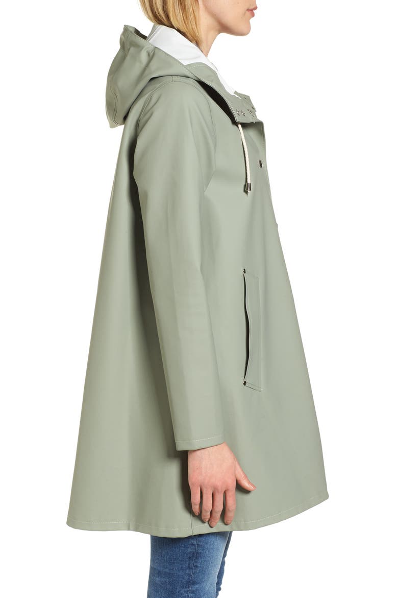 Mosebacke Hooded Long Sleeve Raincoat, Alternate, color, KHAKI GREEN