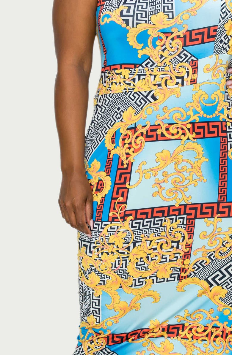 L I V D Sofia Mixed Print One-Shoulder Body-Con Dress, Alternate, color, Blue