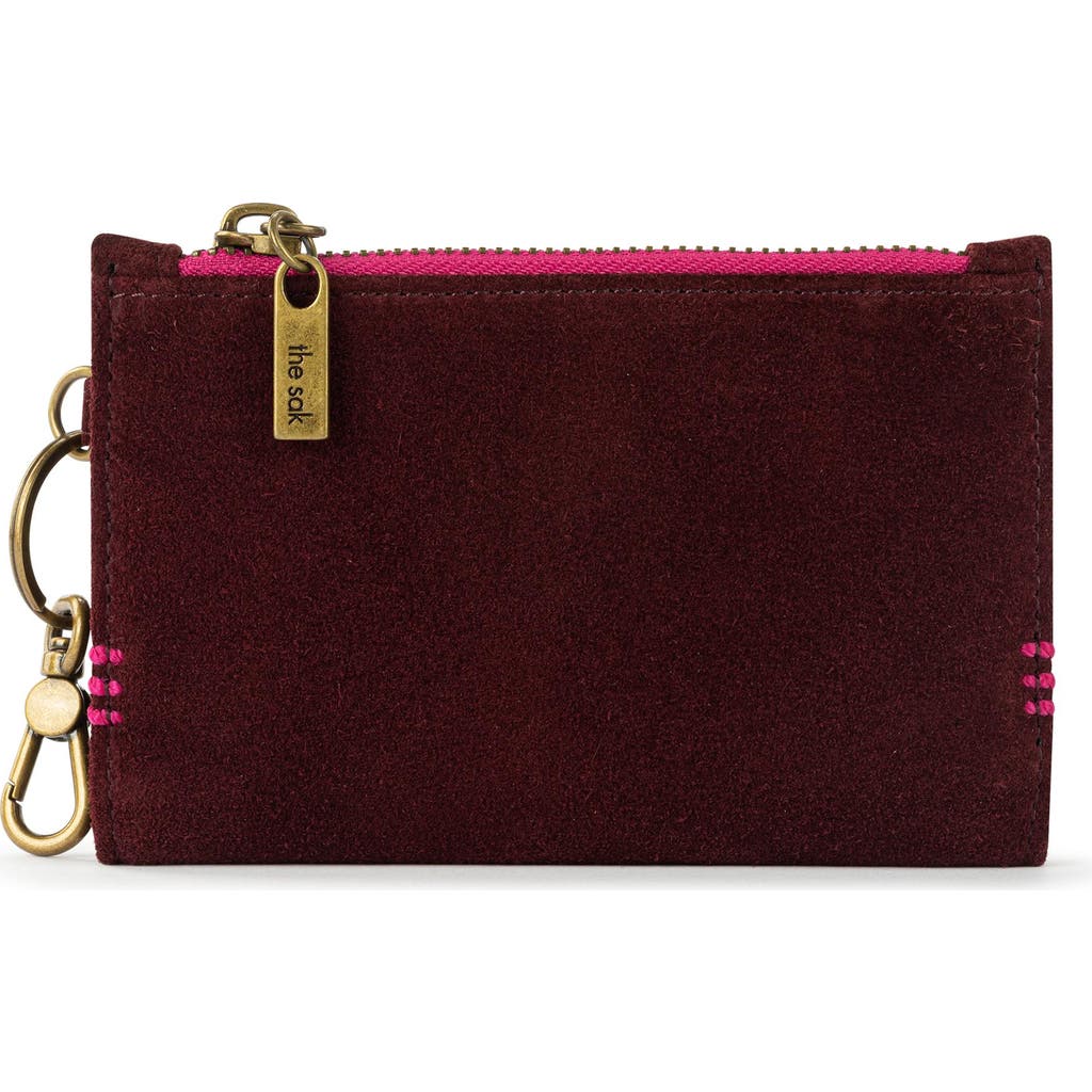 The Sak Encino Leather Card Wallet In Burgundy
