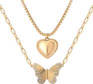 Jessica Simpson Butterfly and Heart Layered Necklace