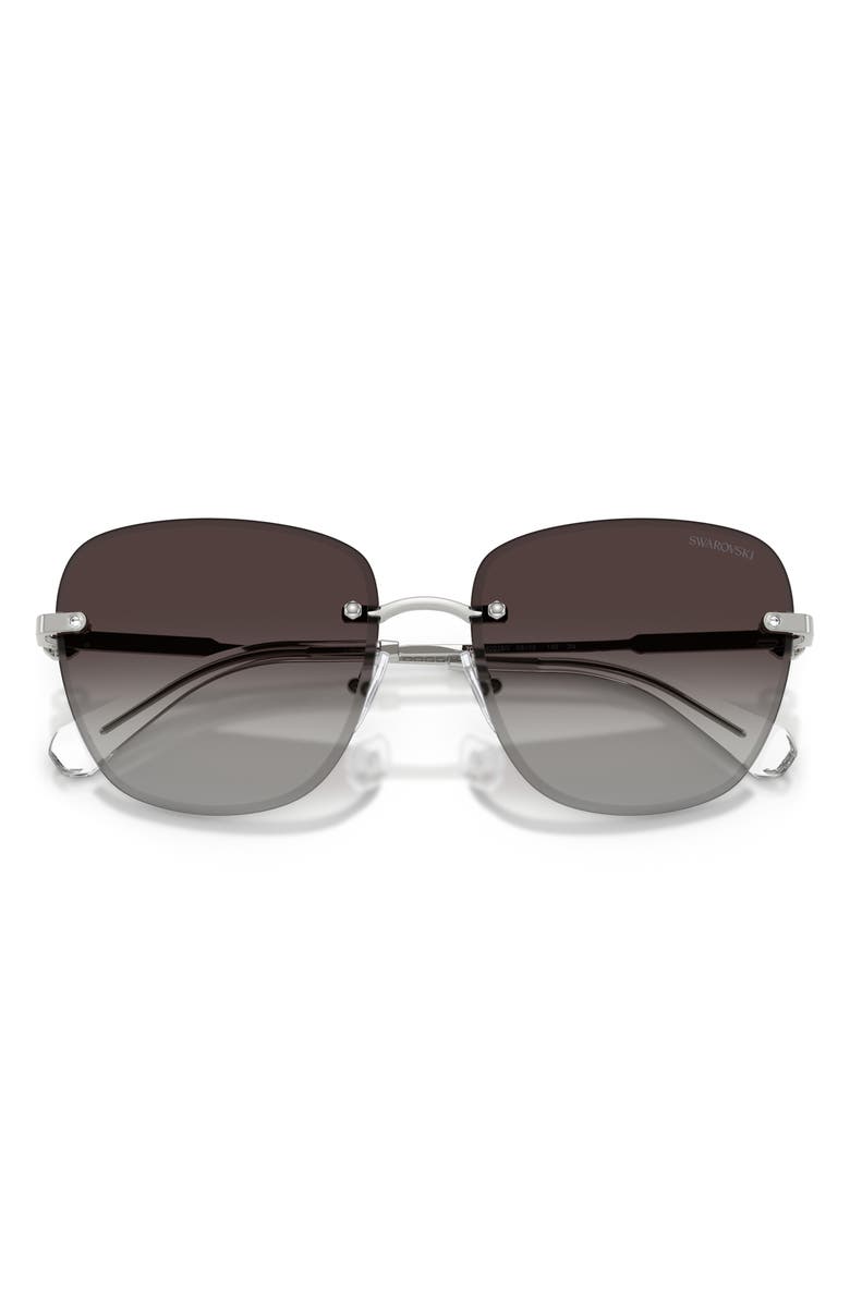 Swarovski 58mm Gradient Square Sunglasses, Alternate, color, Silver / Gradient Grey
