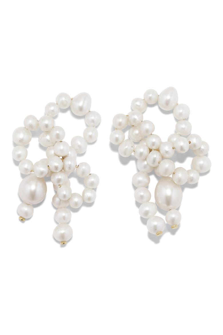 Freshwater Pearl Drop Earrings, Main, color, 18CT GOLD PLATED