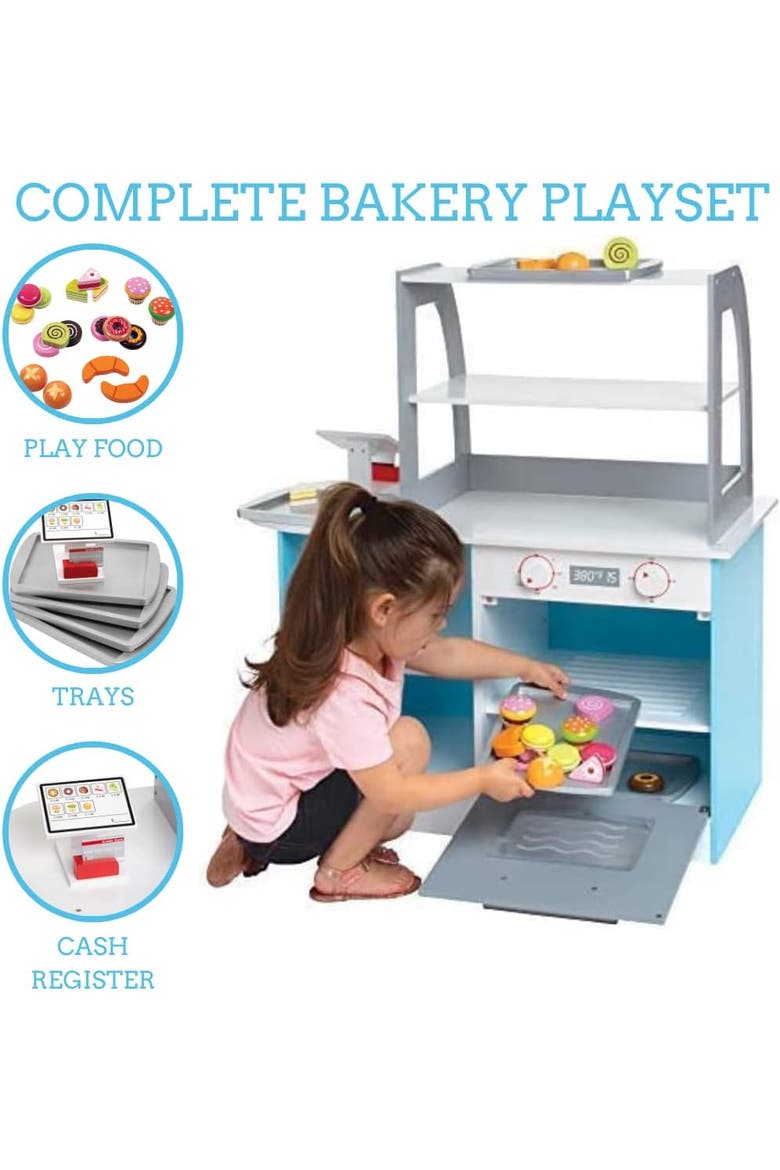 Wooden Bakery Playset Stand for Kids, Alternate, color, Blue
