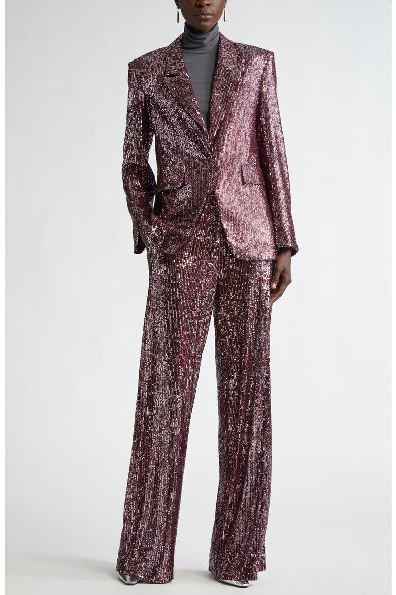 Sequin Embroidered Blazer, Alternate, color, OXBLOOD