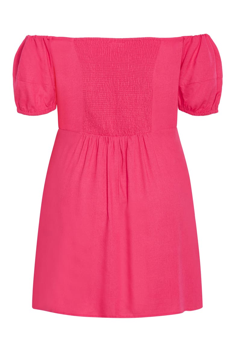 Macey Off the Shoulder Puff Sleeve Stretch Cotton Minidress, Alternate, color, MAGENTA