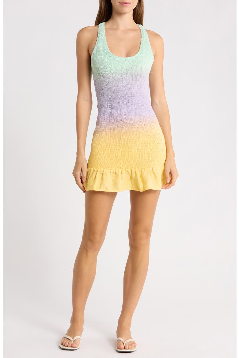 Cabana Linen Cover-Up Dress, Main, color, OPEN YELLOW