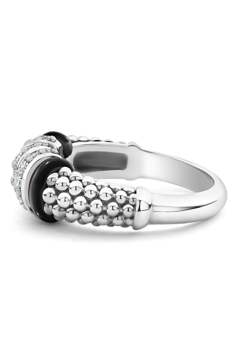 LAGOS Black Caviar Diamond Ring, Alternate, color, Silver