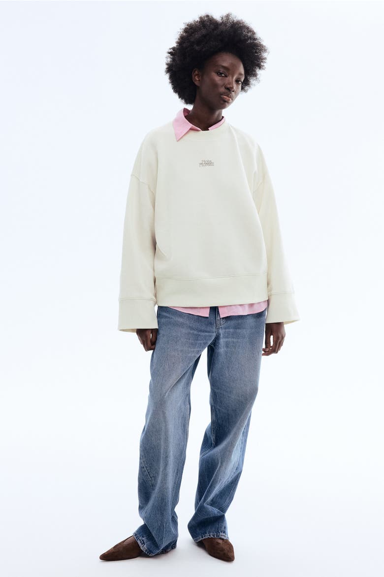 Printed Sweatshirt, Alternate, color, White/Note Floreali