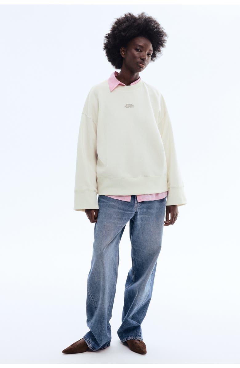 H&M Printed Sweatshirt, Alternate, color, White/Note Floreali