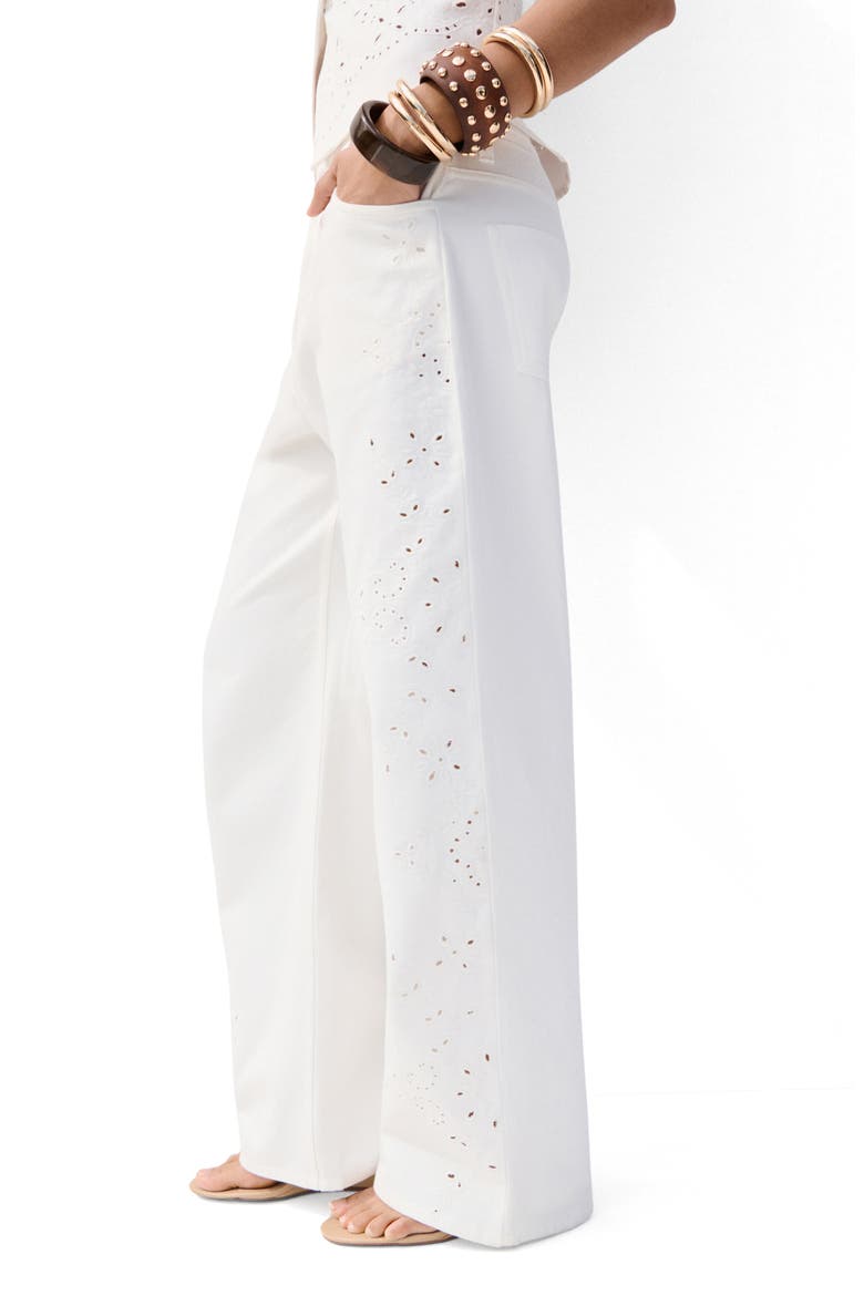 Openwork Embroidered Balloon Jeans, Alternate, color, WHITE