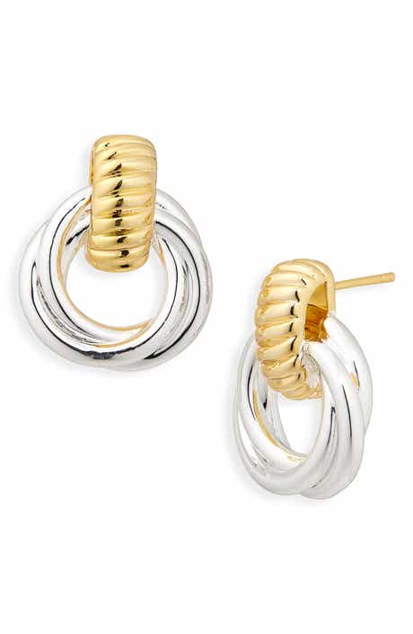 ARGENTO VIVO Two-Tone Twisted Doorknocker Drop Earrings