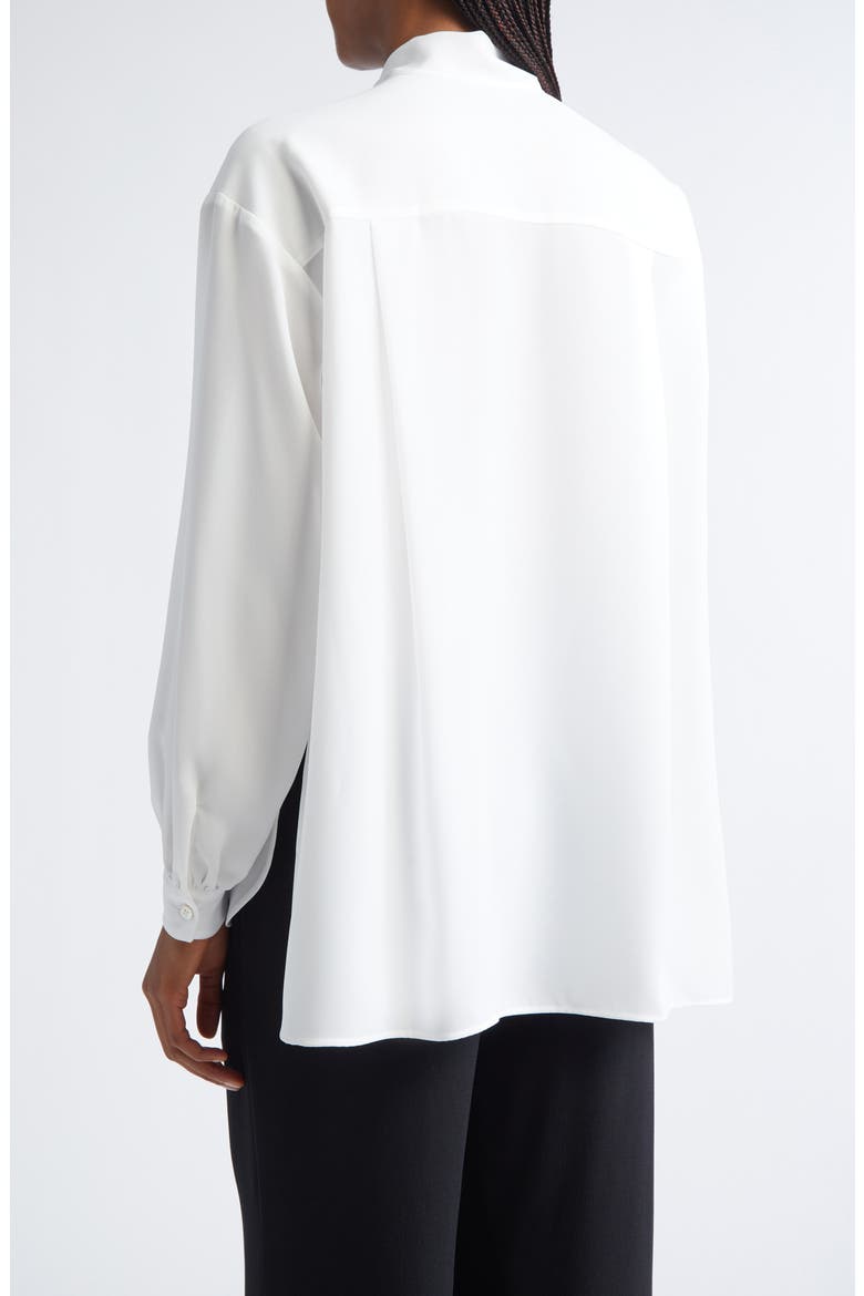 Crepe Tie Neck Shirt, Alternate, color, SOLID WHITE