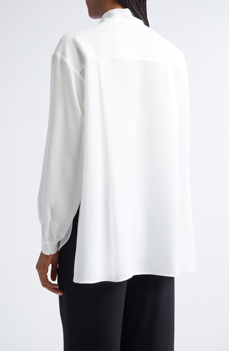 Emporio Armani Crepe Tie Neck Shirt, Alternate, color, Solid White