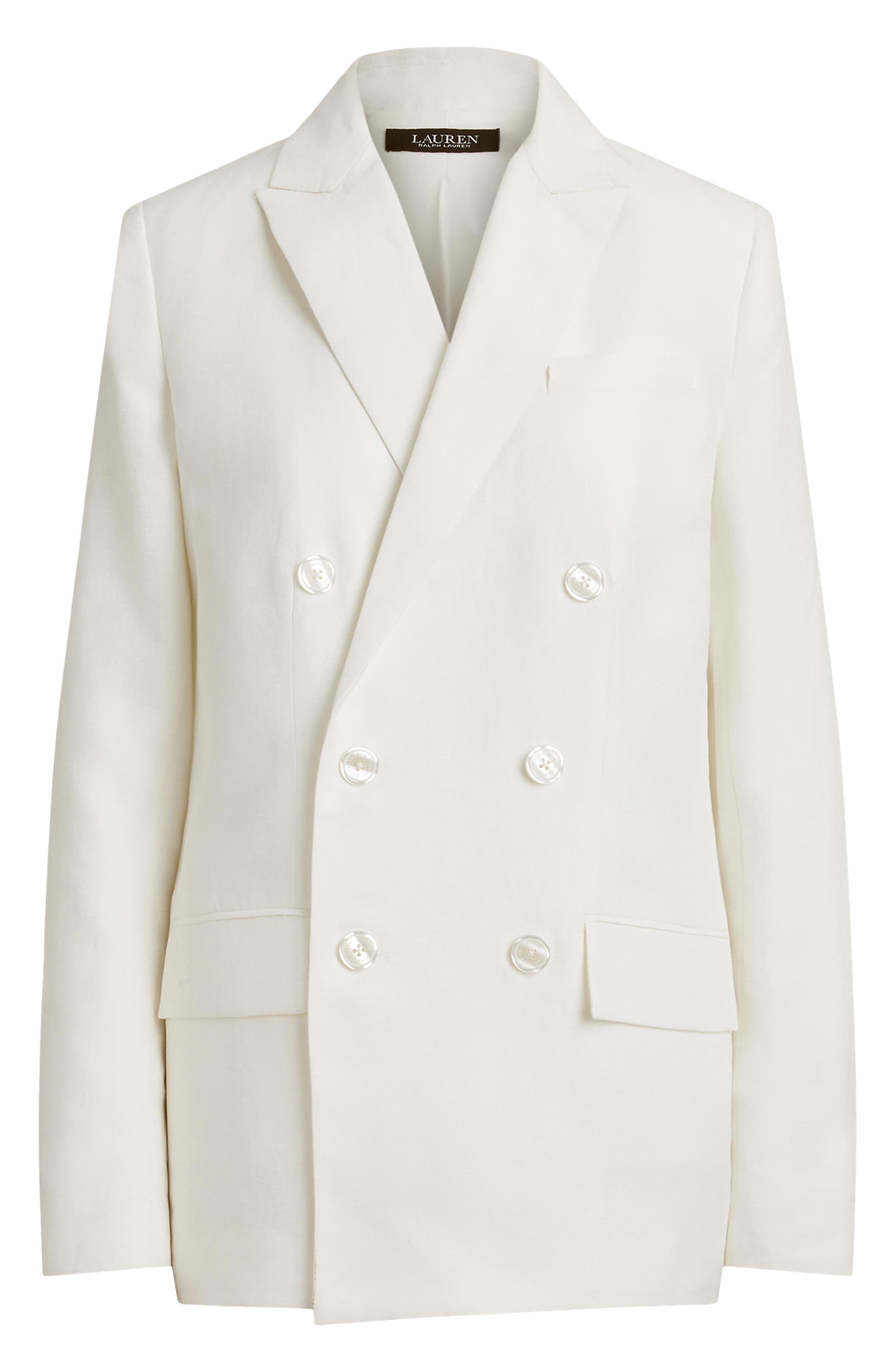 Double Breasted Linen Blend Twill Blazer (Women) | Nordstrom