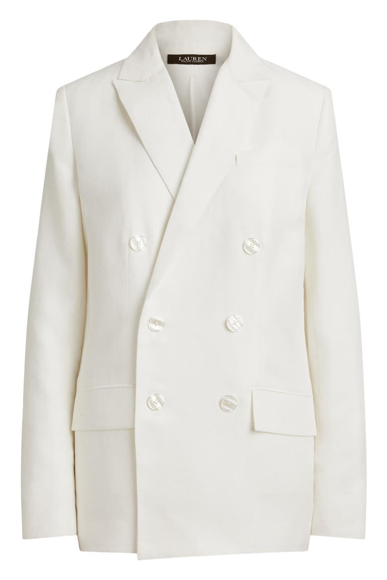 Double Breasted Linen Blend Twill Blazer (Women) | Nordstrom