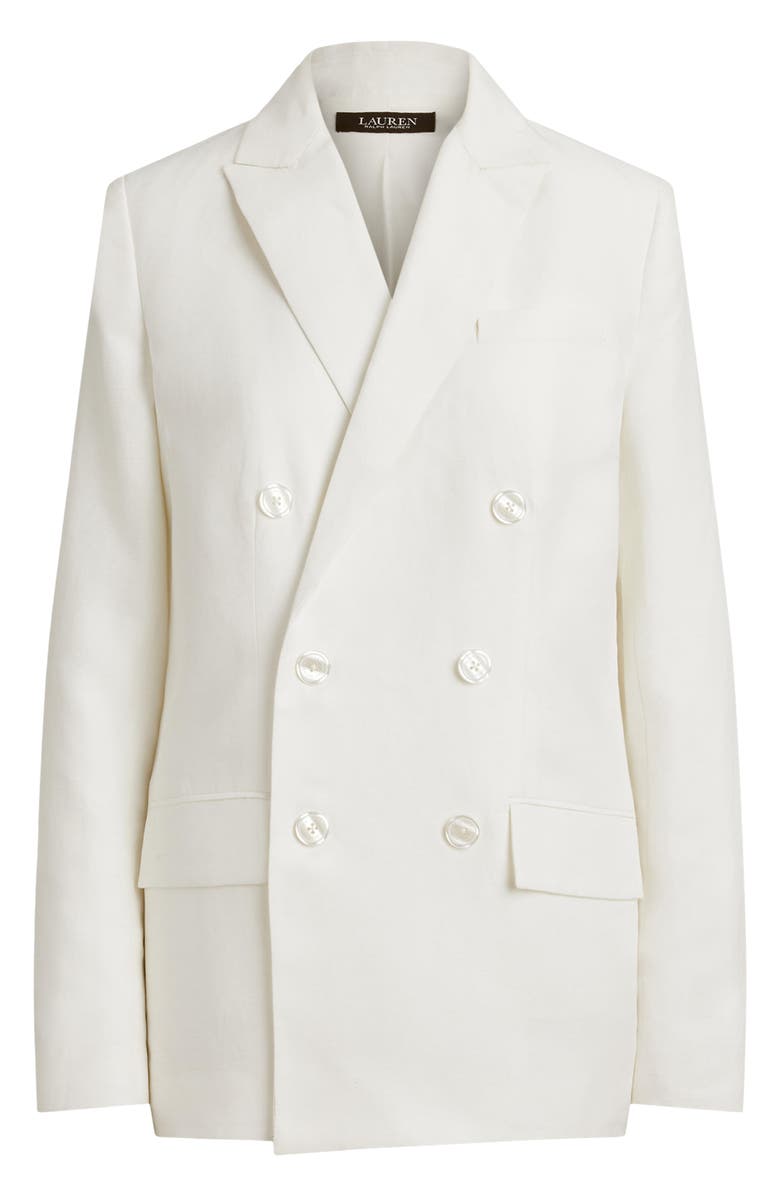 Lauren Ralph Lauren Narain Double Breasted Linen Blend Blazer, Alternate, color, White