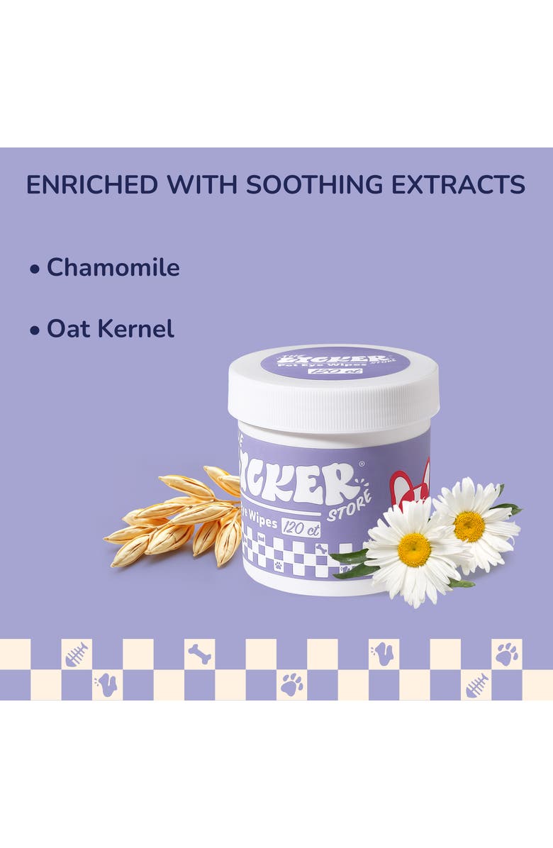 The Licker Store Dog Eye & Tear Stain Wipes, Hypoallergenic, Chamomile & Oat Kernel, Alternate, color, White - 1Pack (120Ct)